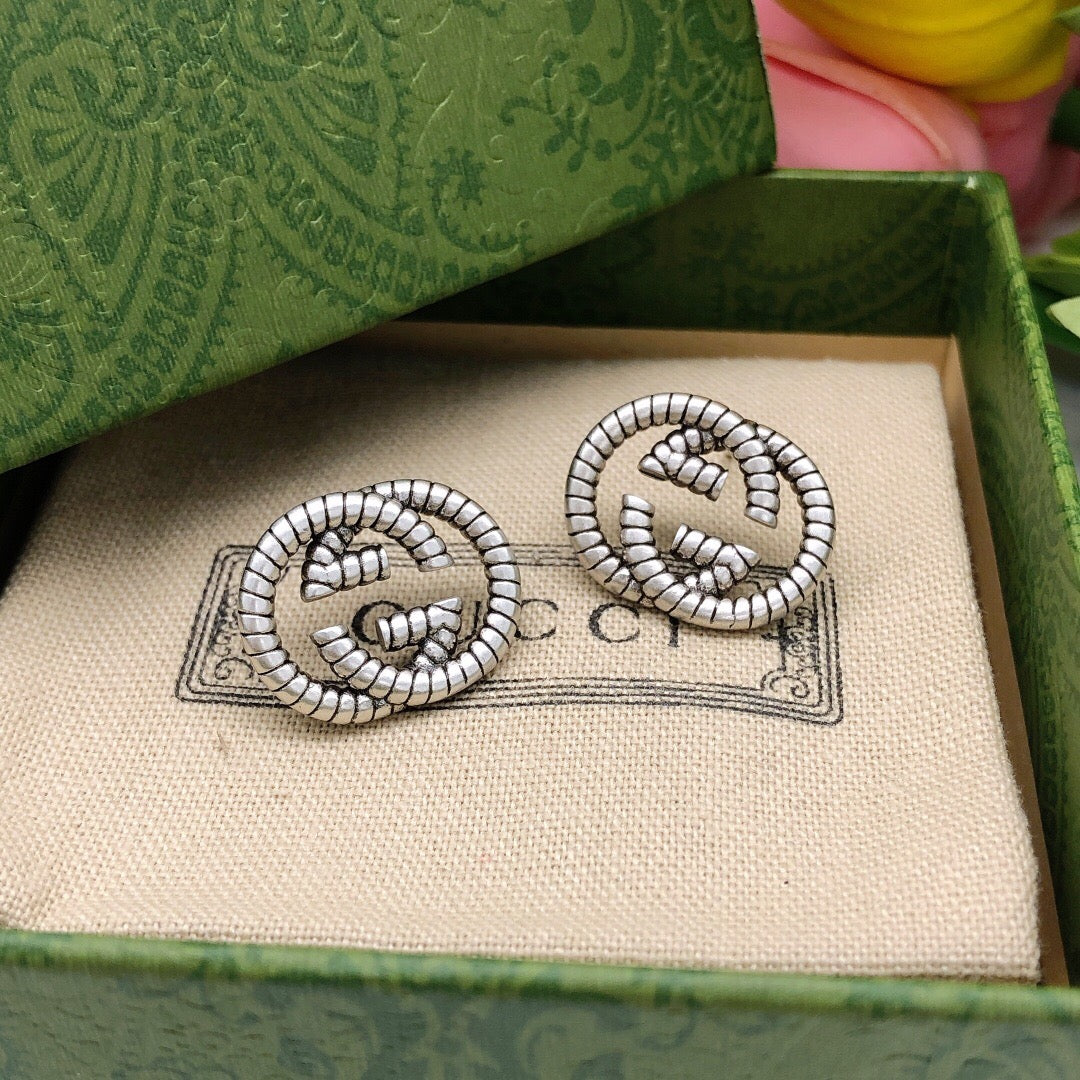 Gucci Double G Silver-Tone Stud Earrings - image 4