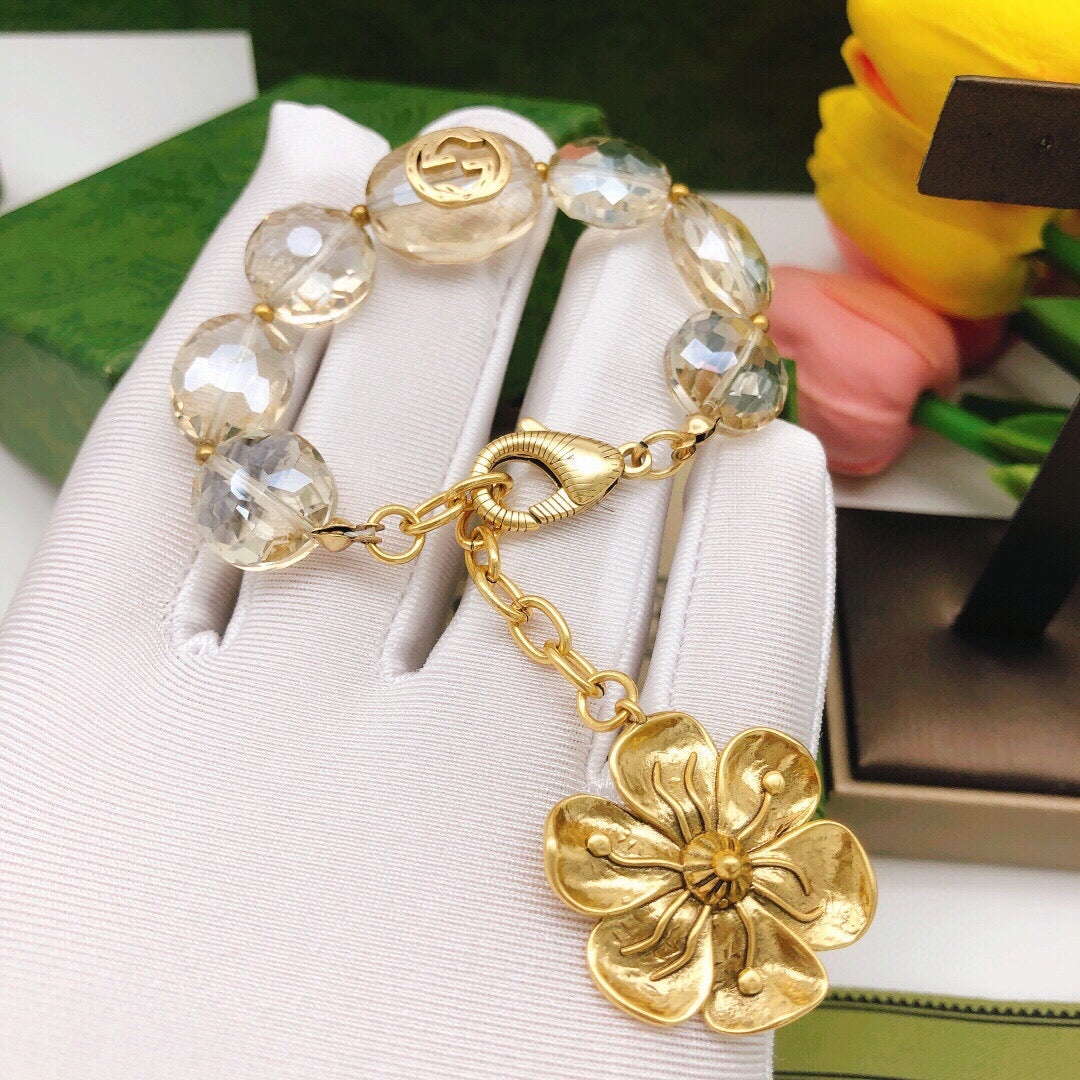 Gucci Double G Floral Crystal Vintage-Inspired Bracelet – Style 02 - image 7