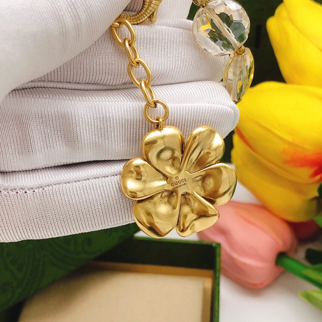 Gucci Double G Floral Crystal Vintage-Inspired Bracelet – Style 02 - image 2