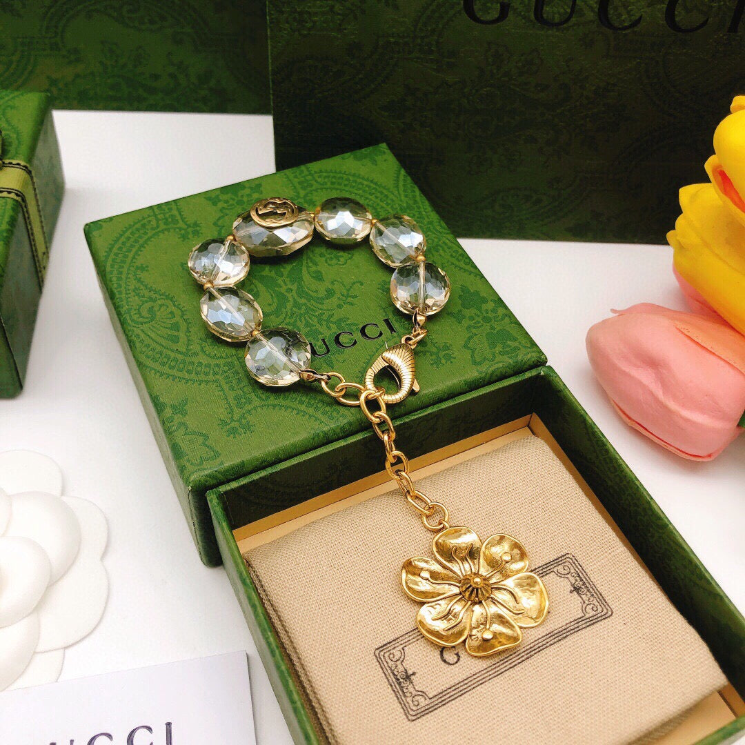 Gucci Double G Floral Crystal Vintage-Inspired Bracelet – Style 02 - image 6