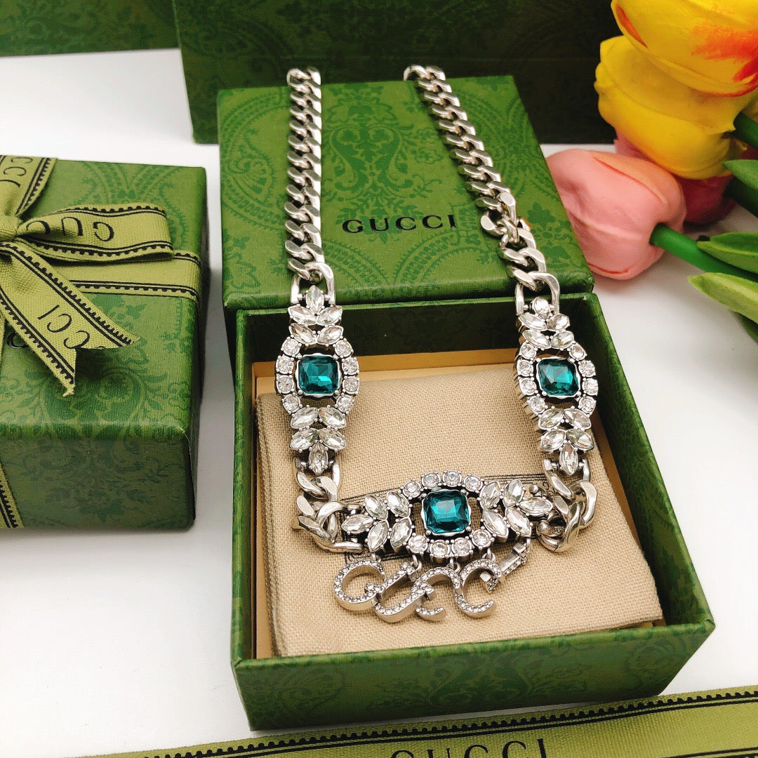 Gucci Double G Crystal Blue Necklace – Style 02 - image 2