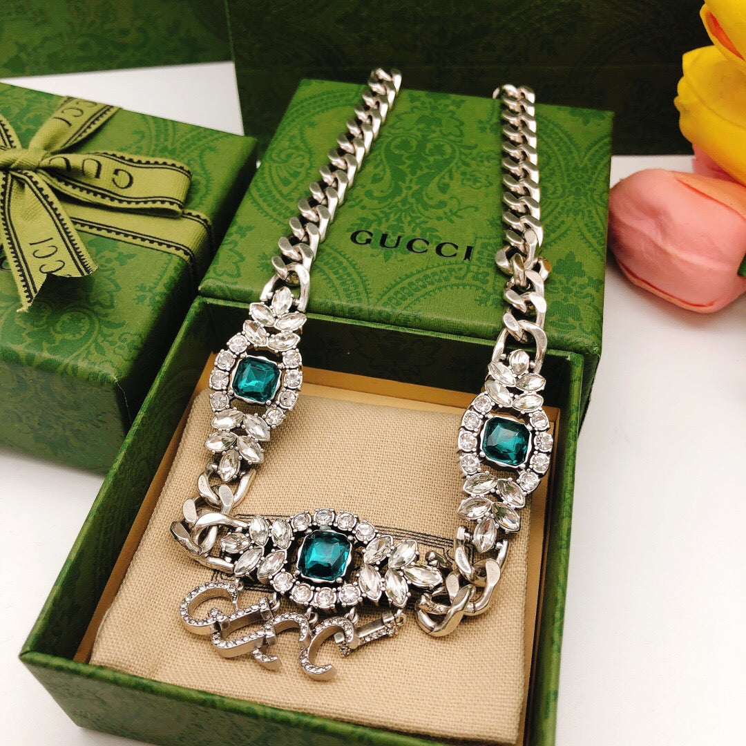 Gucci Double G Crystal Blue Necklace – Style 02 - image 3