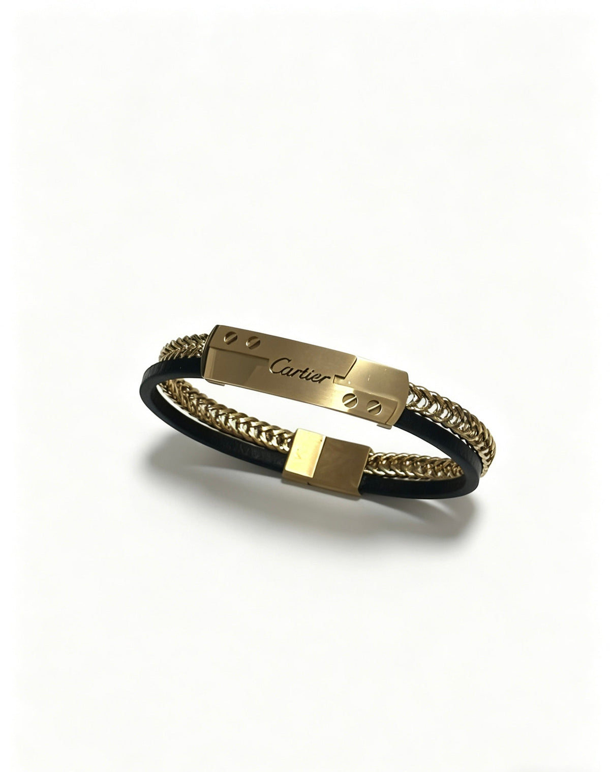 Cartier Style 247 gold-tone leather strap bracelet view 4