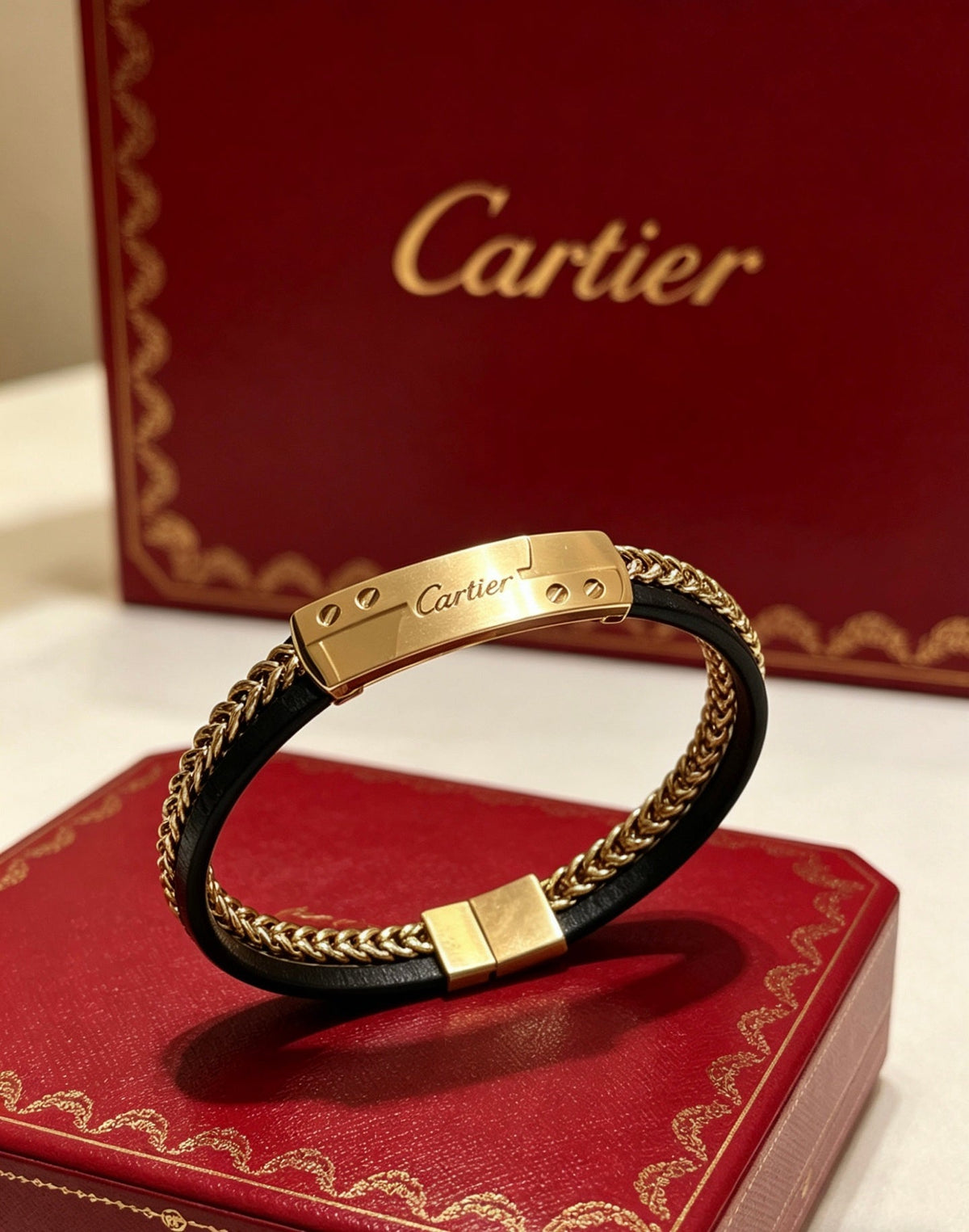 Cartier Style 247 gold-tone leather strap bracelet view 7