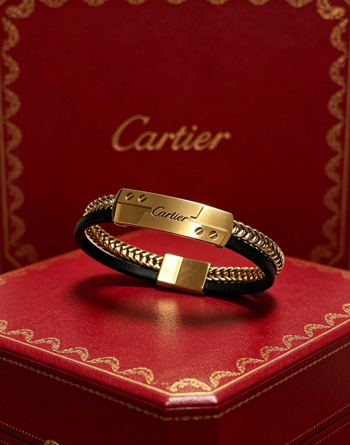 Cartier Style 247 gold-tone leather strap bracelet view 6