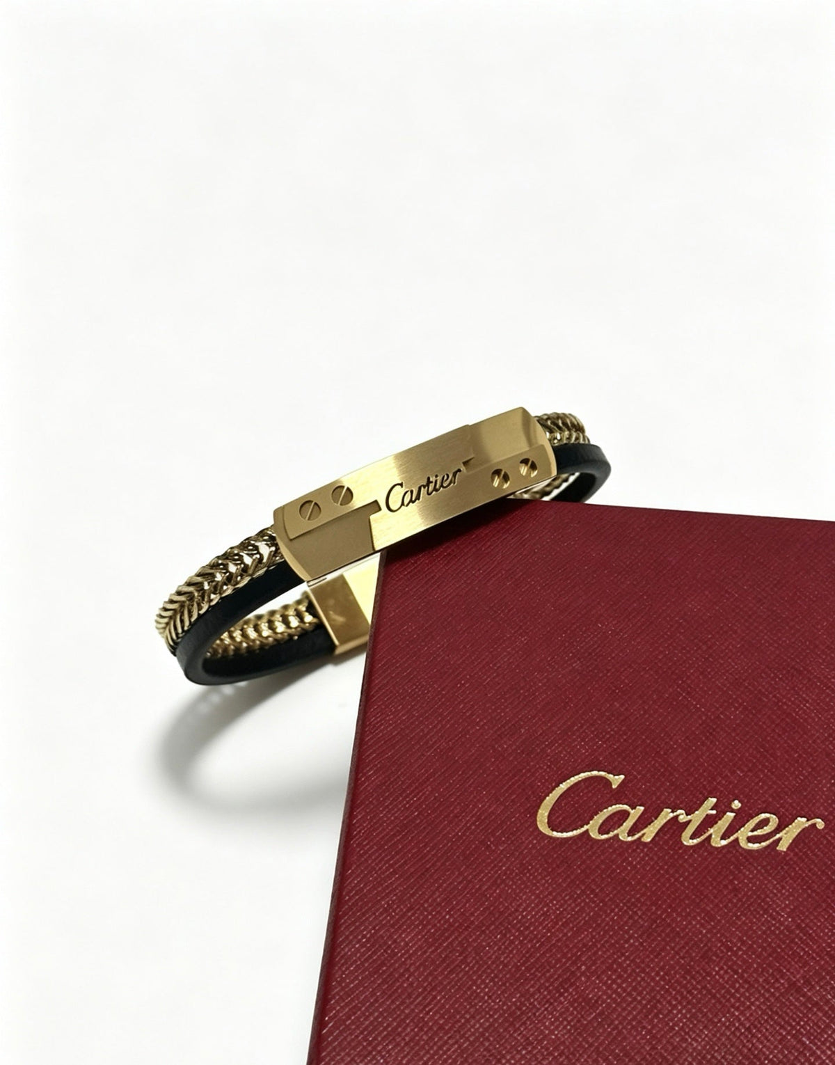 Cartier Style 247 gold-tone leather strap bracelet view 5