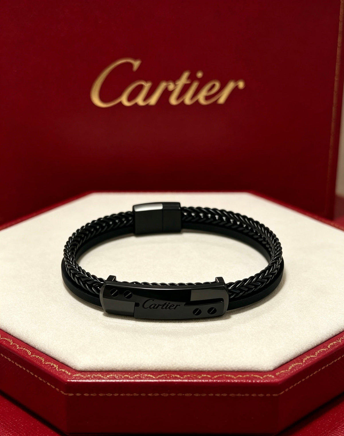 Cartier Style 245 gold-tone leather strap bracelet view 4