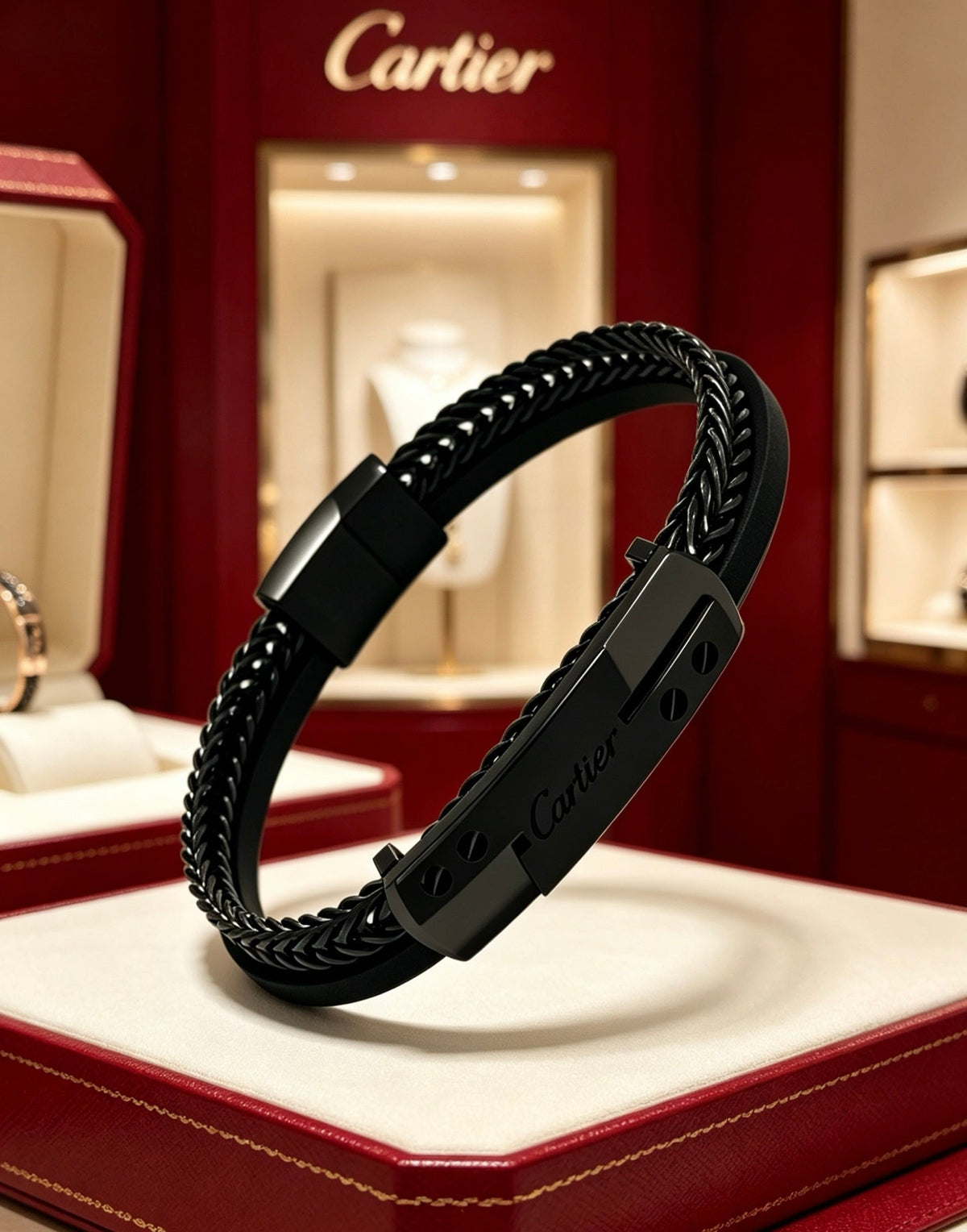 Cartier Style 245 gold-tone leather strap bracelet view 5