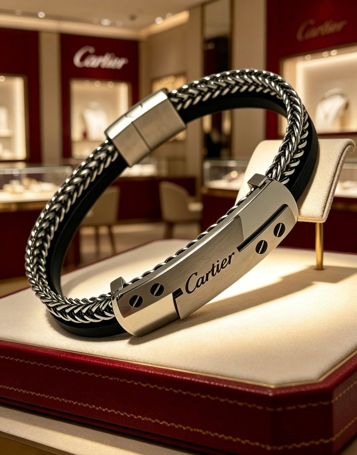 Cartier Style 244 gold-tone leather strap bracelet view 9