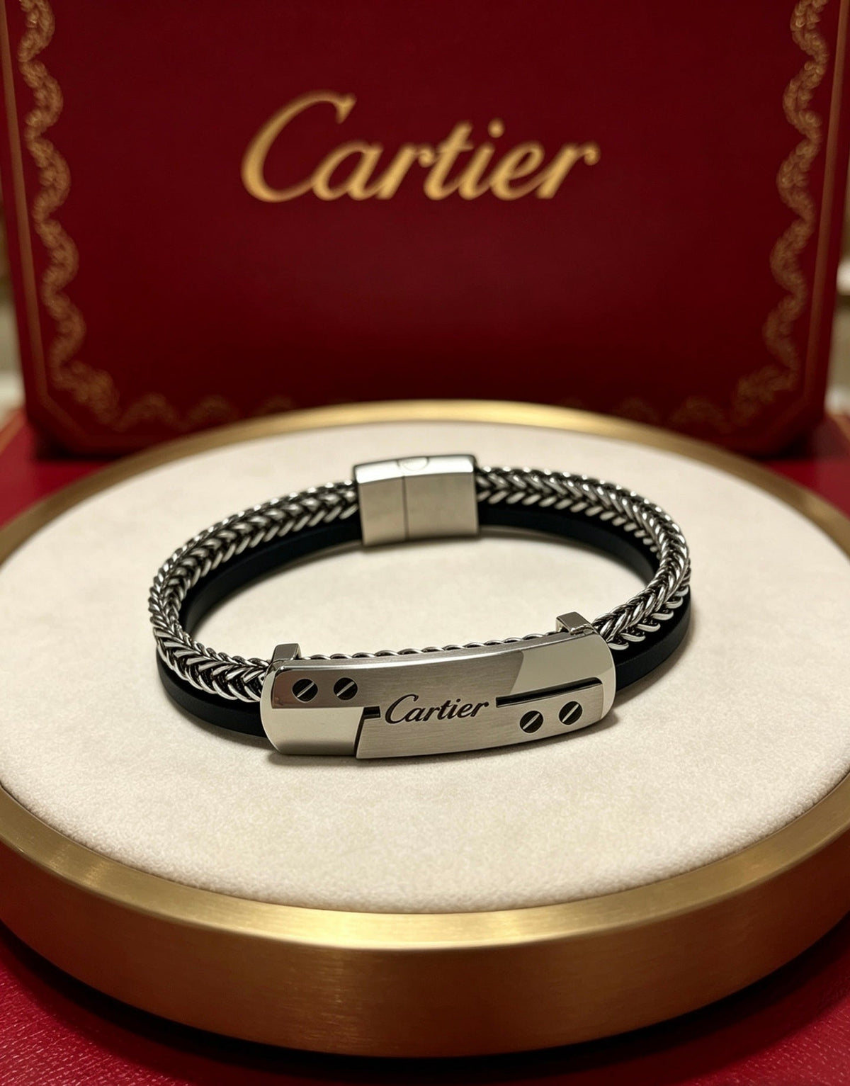 Cartier Style 244 gold-tone leather strap bracelet view 8