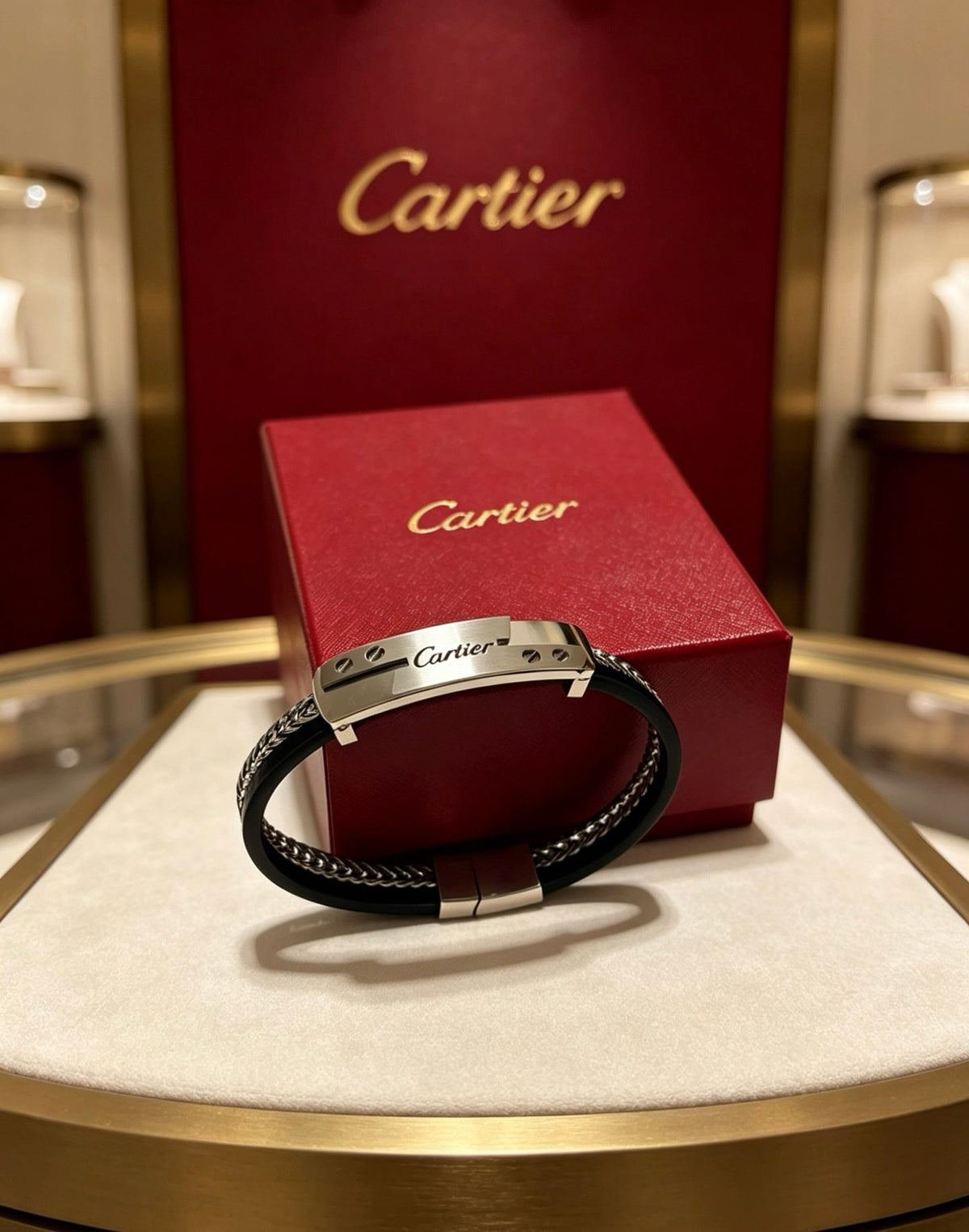 Cartier Style 244 gold-tone leather strap bracelet view 7