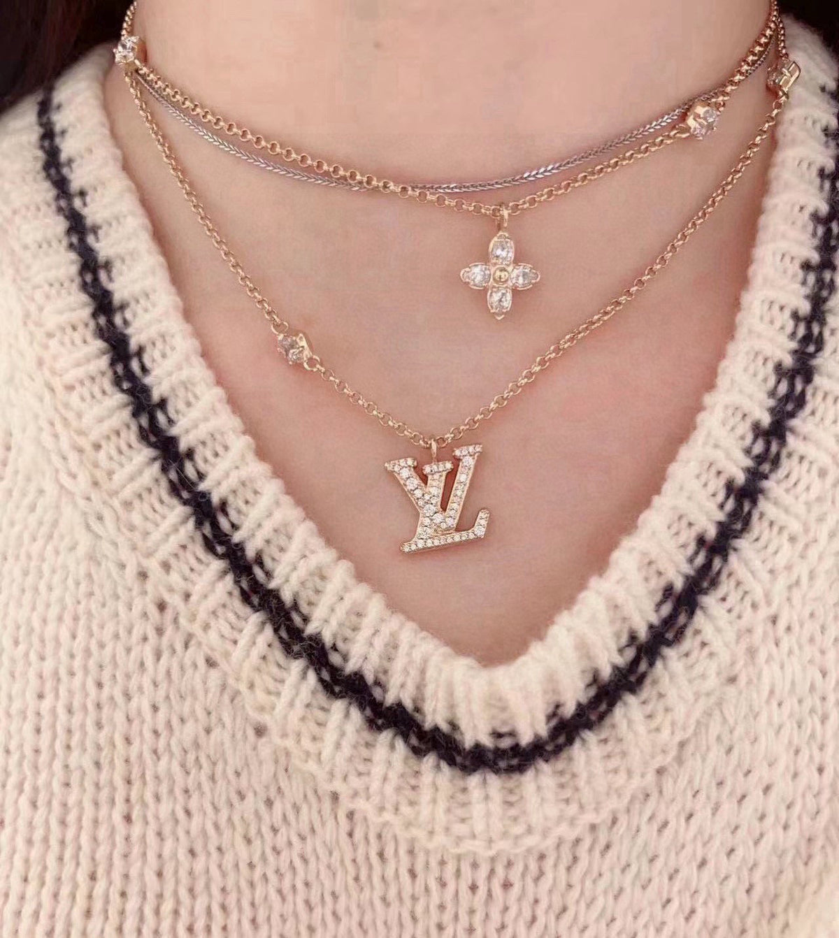 Louis Vuitton Iconic Floral Letter Crystal Necklace – Style 02 - image 5
