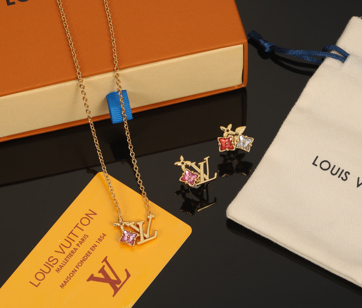 Louis Vuitton Letter Crystal Stud Earrings – Style 05 - image 1