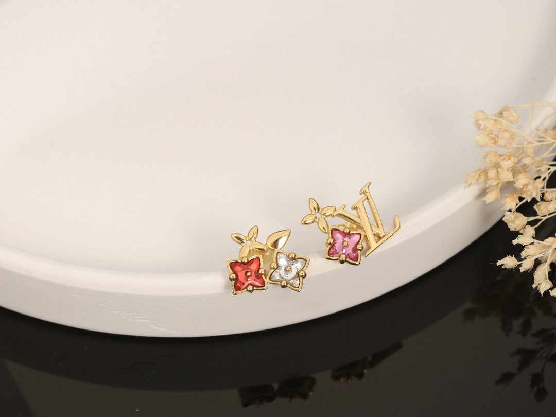 Louis Vuitton Letter Crystal Stud Earrings – Style 05 - image 5