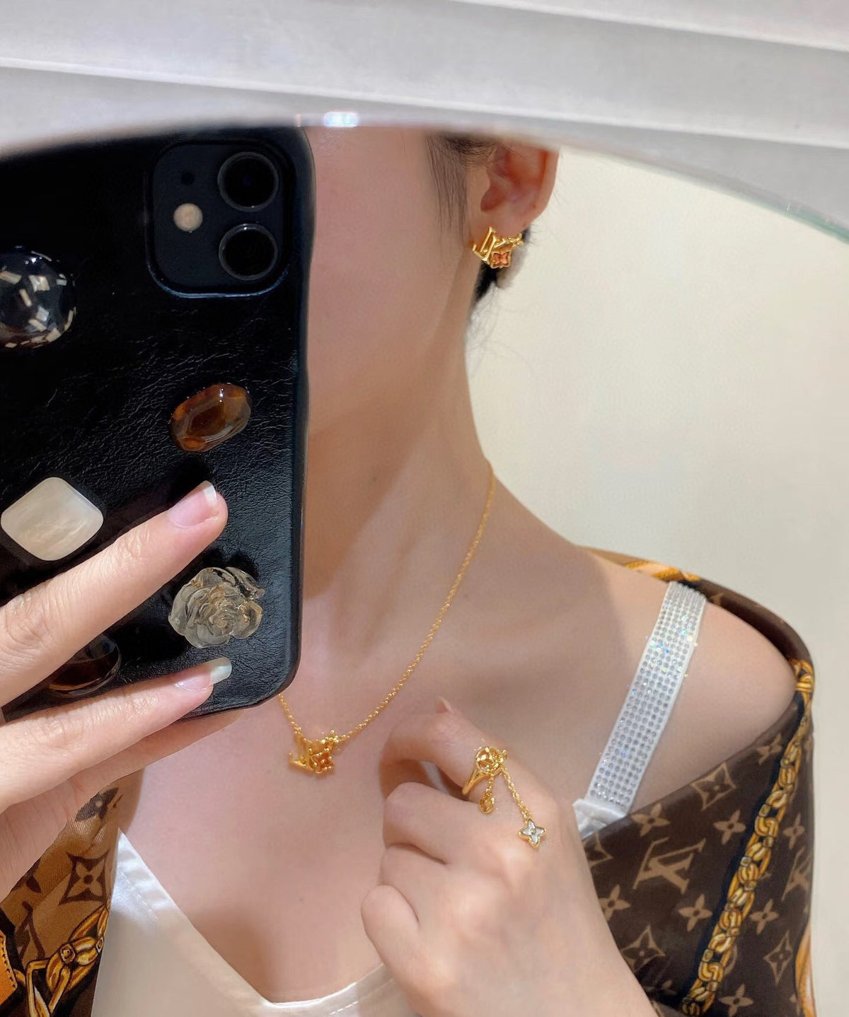 Louis Vuitton Letter Crystal Stud Earrings – Style 05 - image 7