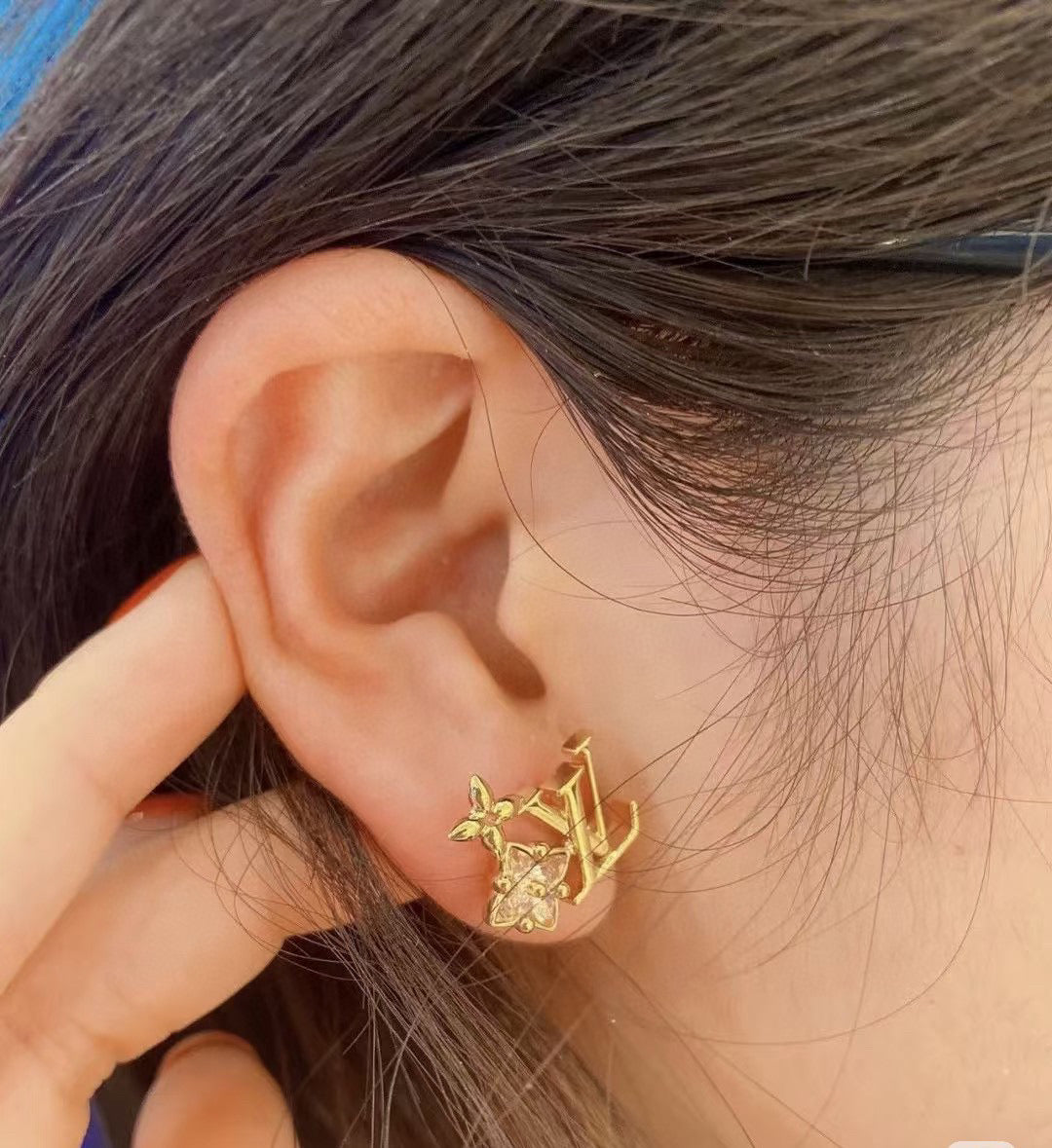 Louis Vuitton Letter Crystal Stud Earrings – Style 05 - image 3