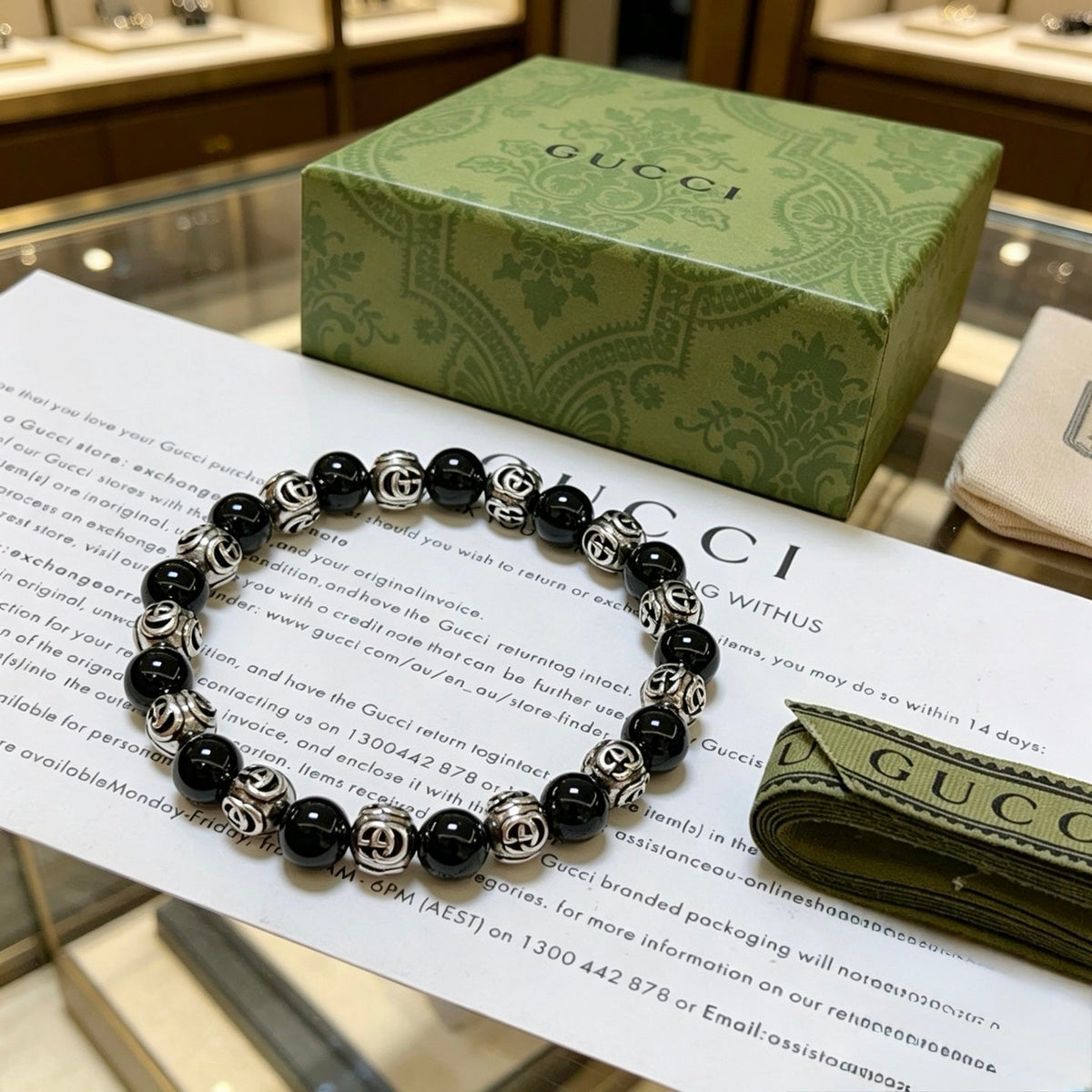 Gucci Anger Forest Black Onyx Crystal Distressed Bracelet – Style 12 - image 5