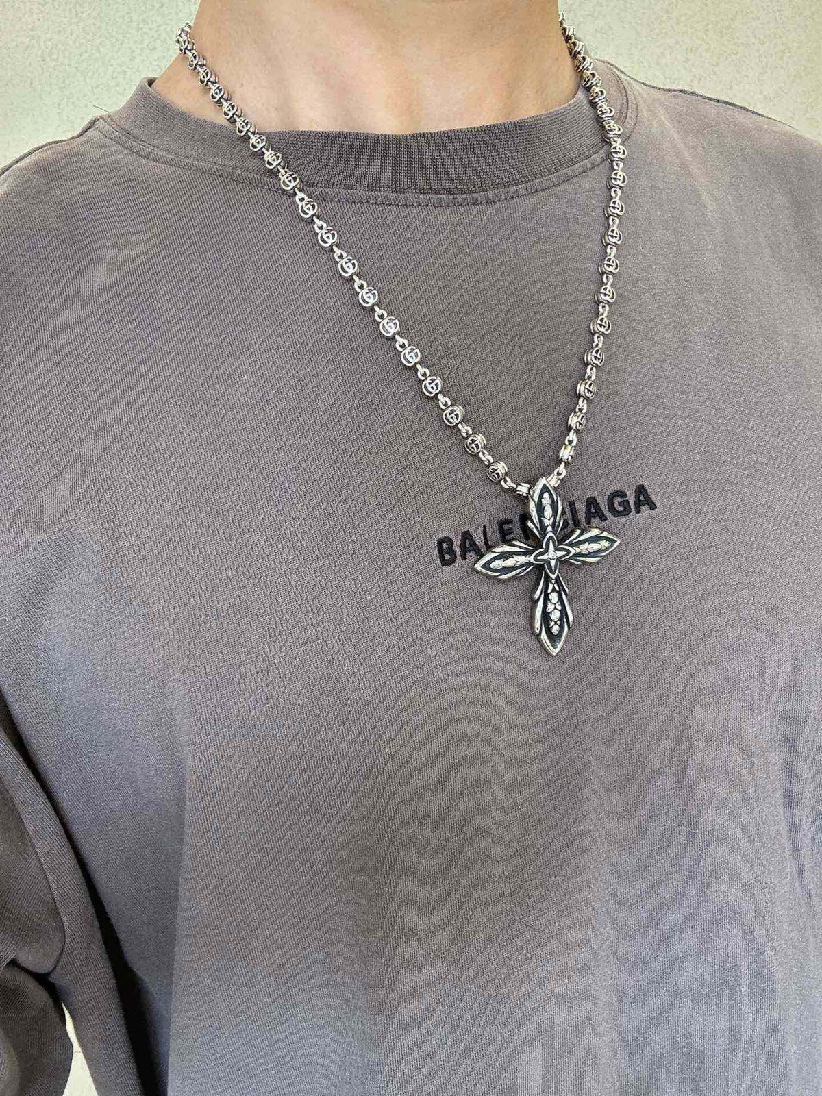 Gucci Anger Forest Chain Distressed Vintage Silver-Tone Necklace – Style 40 - image 3