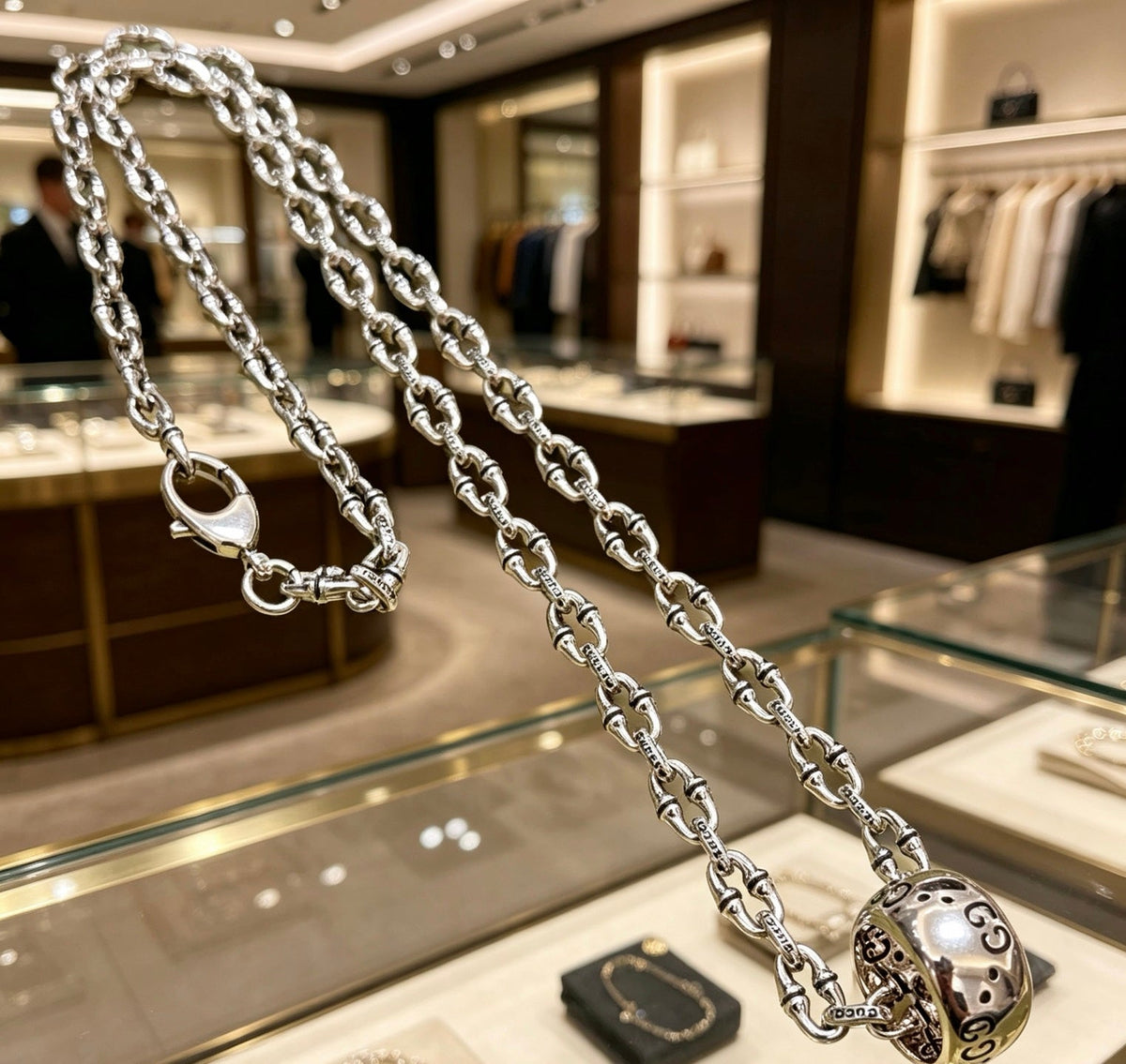 Gucci Anger Forest Chain Distressed Vintage Silver-Tone Necklace – Style 39 - image 8