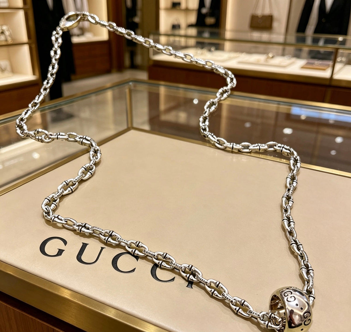 Gucci Anger Forest Chain Distressed Vintage Silver-Tone Necklace – Style 39 - image 4