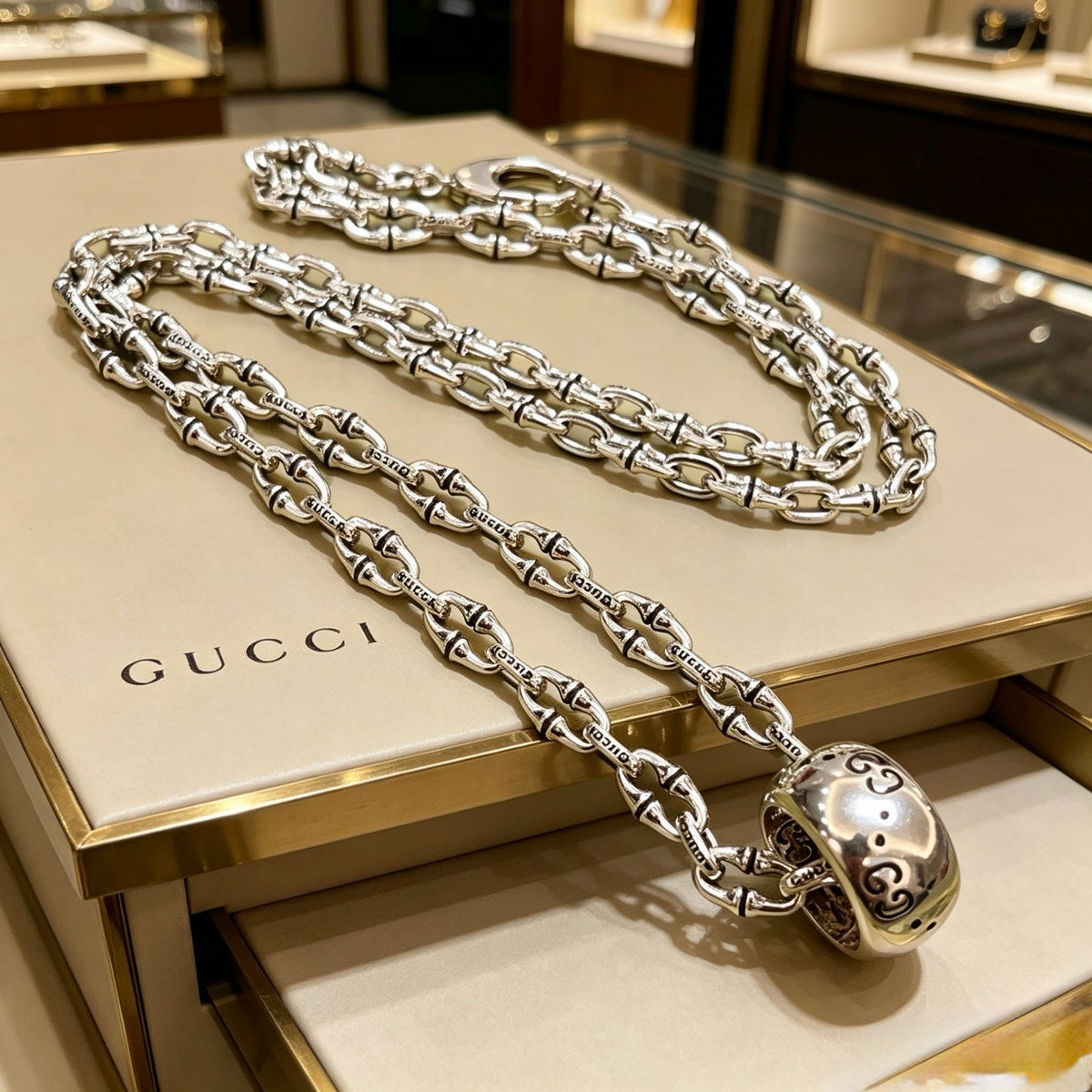 Gucci Anger Forest Chain Distressed Vintage Silver-Tone Necklace – Style 39 - image 2
