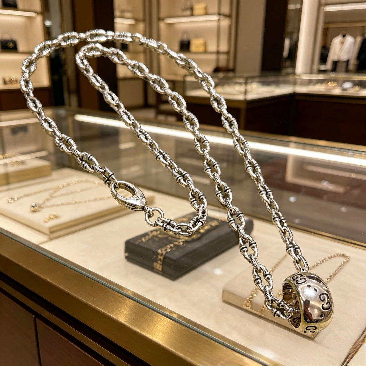 Gucci Anger Forest Chain Distressed Vintage Silver-Tone Necklace – Style 39 - image 7