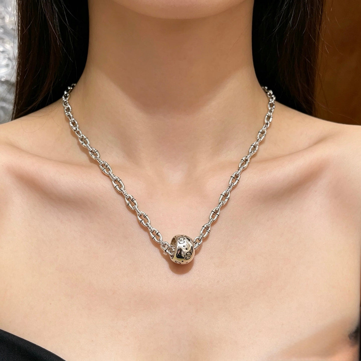 Gucci Anger Forest Chain Distressed Vintage Silver-Tone Necklace – Style 39 - image 9