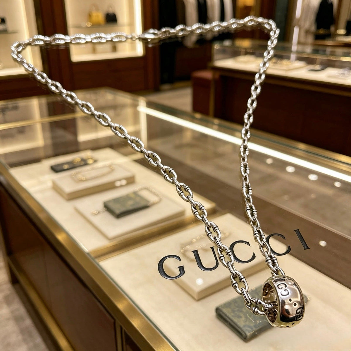 Gucci Anger Forest Chain Distressed Vintage Silver-Tone Necklace – Style 39 - image 5