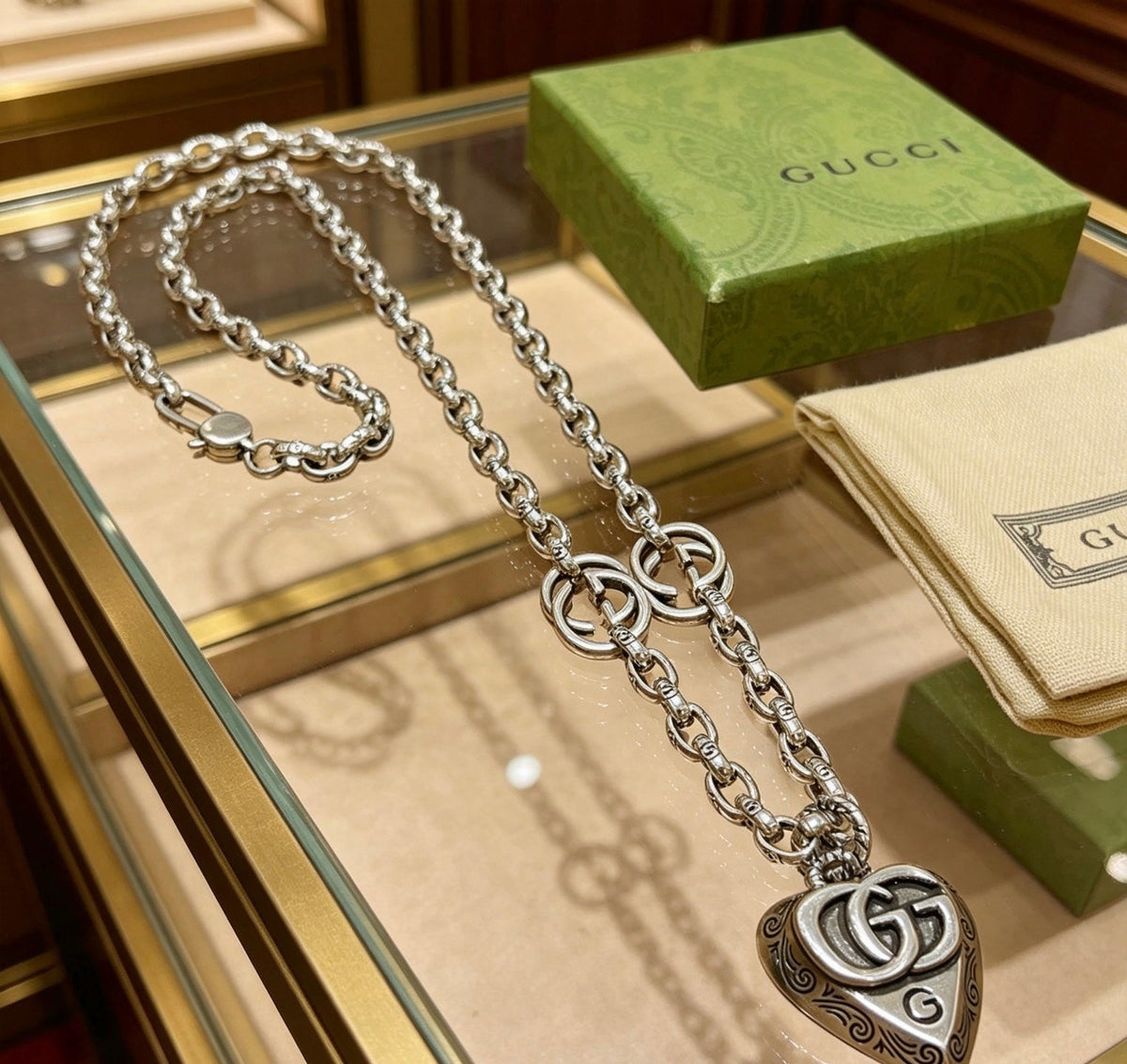 Gucci Anger Forest Chain Distressed Vintage Silver-Tone Necklace – Style 38 - image 7