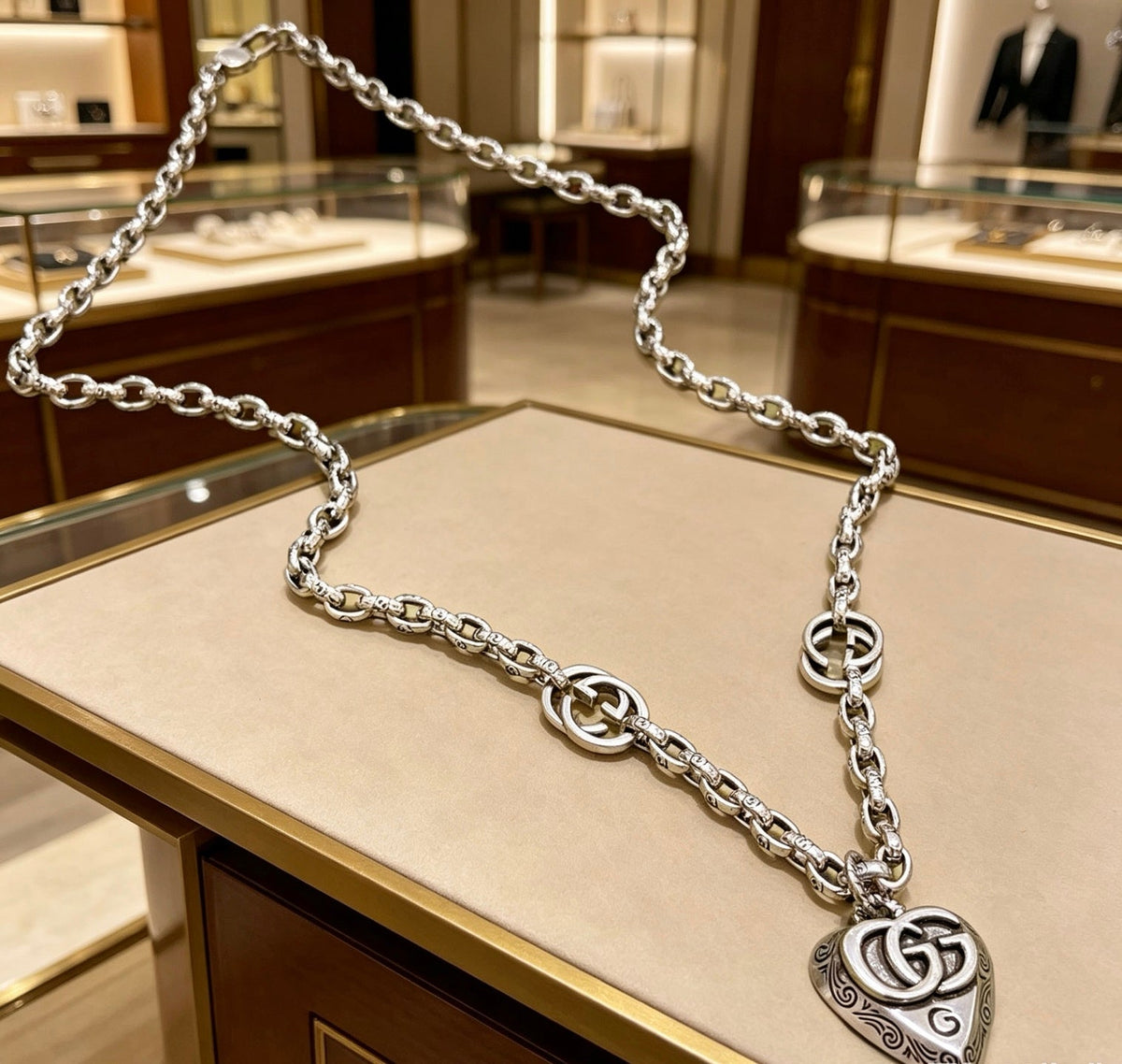 Gucci Anger Forest Chain Distressed Vintage Silver-Tone Necklace – Style 38 - image 2