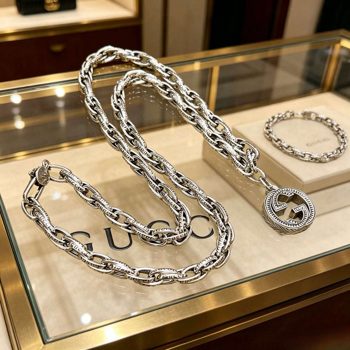 Gucci Anger Forest Chain Distressed Vintage Silver-Tone Necklace – Style 36 - image 5
