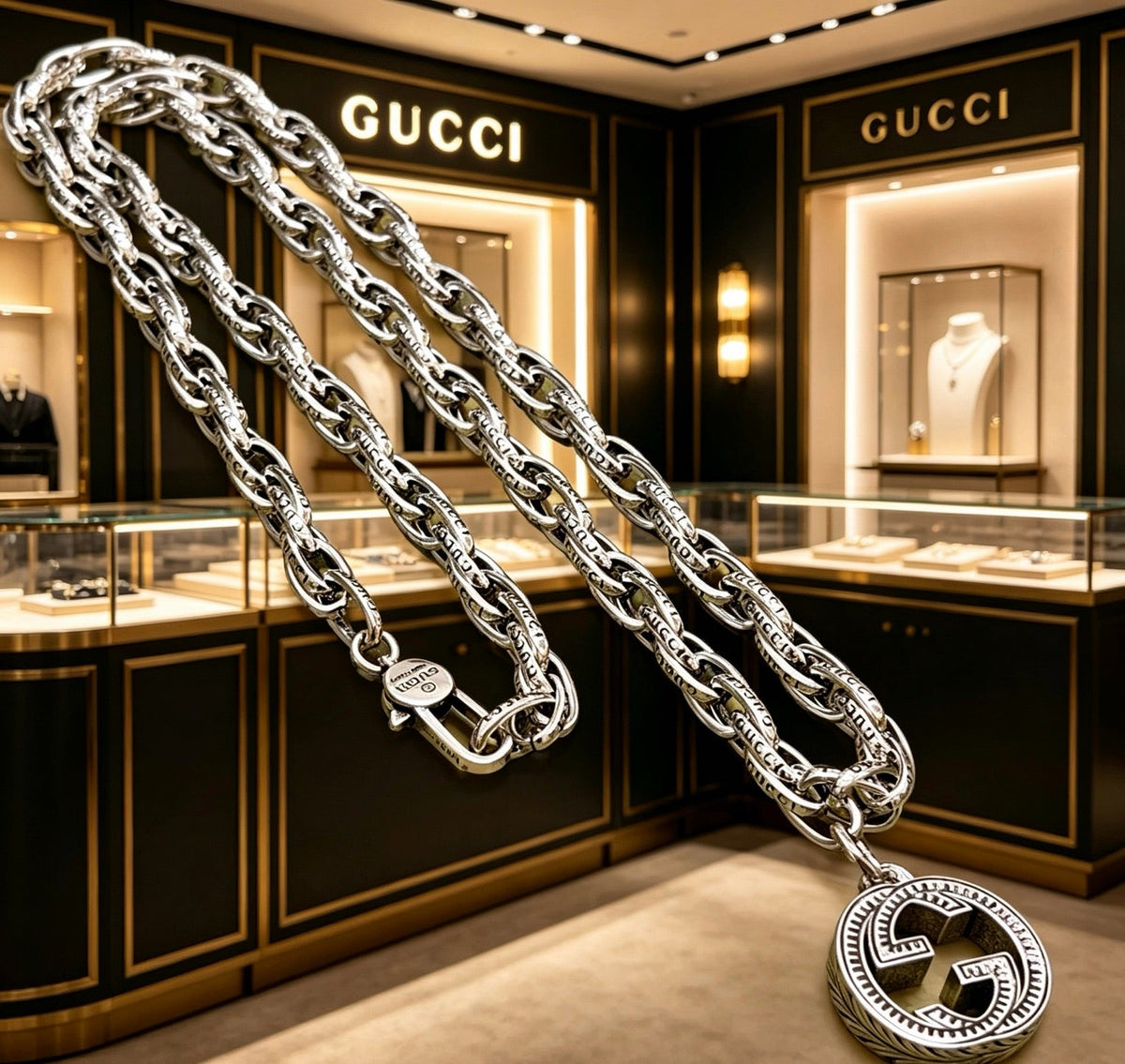 Gucci Anger Forest Chain Distressed Vintage Silver-Tone Necklace – Style 36 - image 7