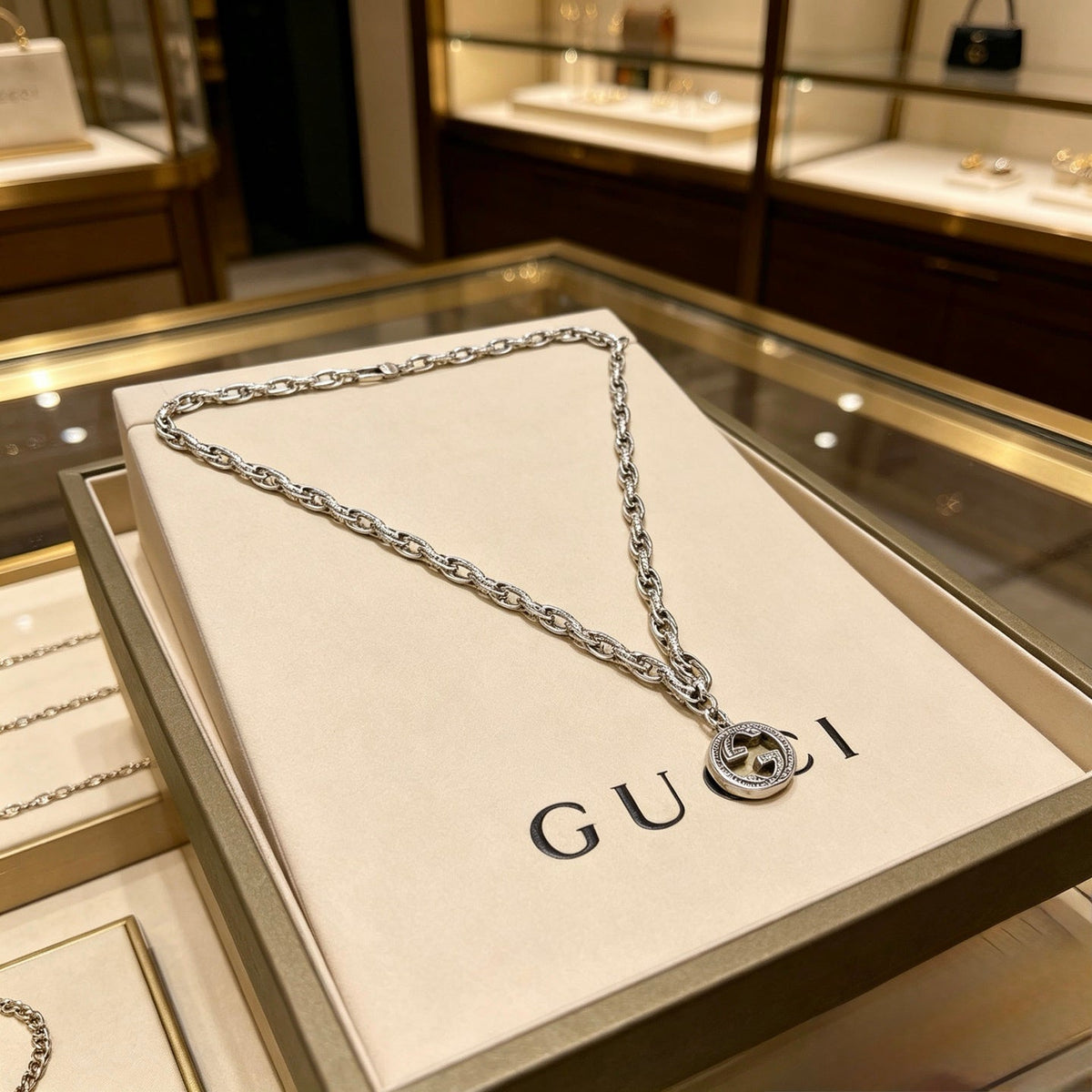 Gucci Anger Forest Chain Distressed Vintage Silver-Tone Necklace – Style 36 - image 2