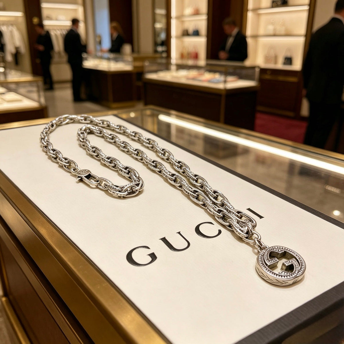 Gucci Anger Forest Chain Distressed Vintage Silver-Tone Necklace – Style 36 - image 4