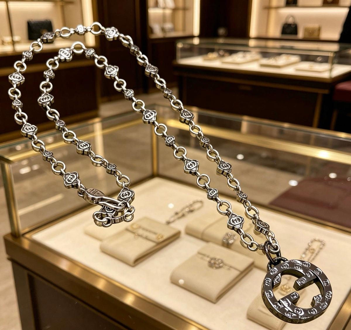 Gucci Anger Forest Chain Distressed Vintage Silver-Tone Necklace – Style 35 - image 5