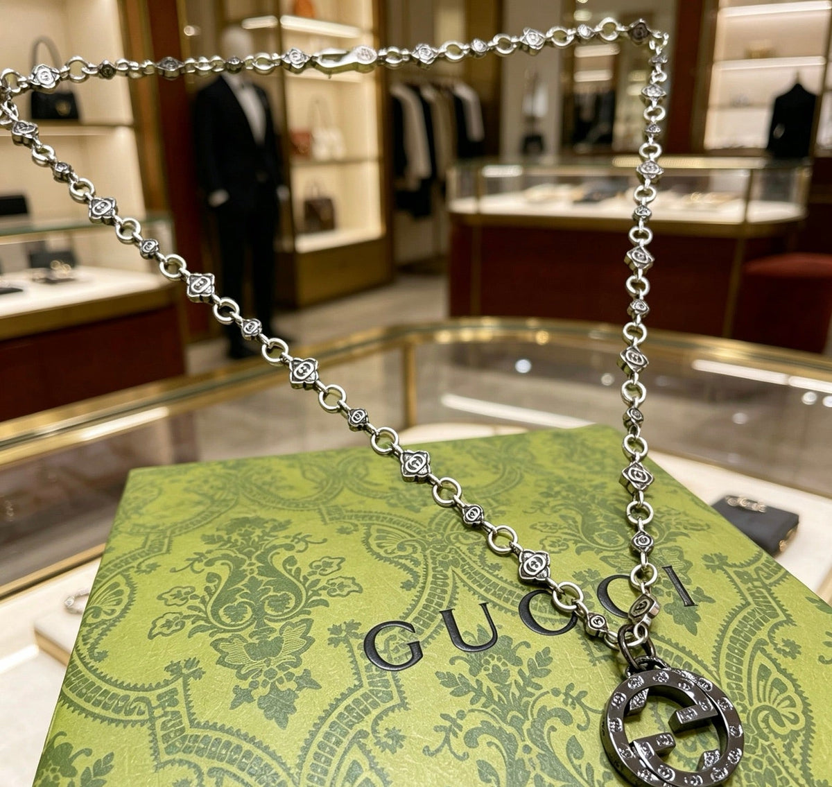 Gucci Anger Forest Chain Distressed Vintage Silver-Tone Necklace – Style 35 - image 4