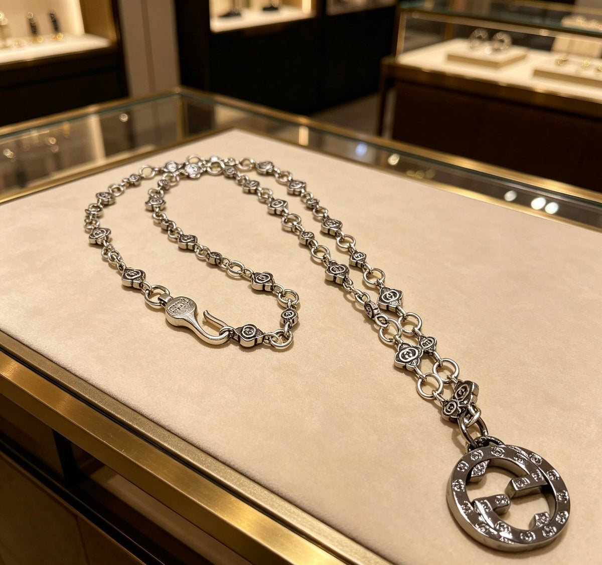 Gucci Anger Forest Chain Distressed Vintage Silver-Tone Necklace – Style 35 - image 7