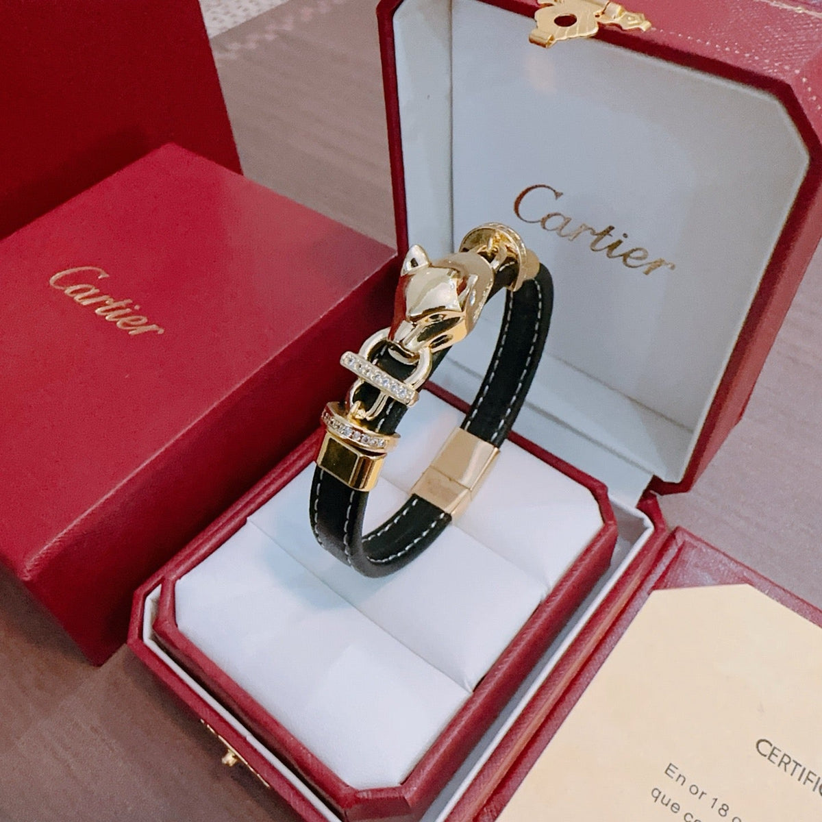 Cartier Style 265 gold-tone leather strap bracelet view 8