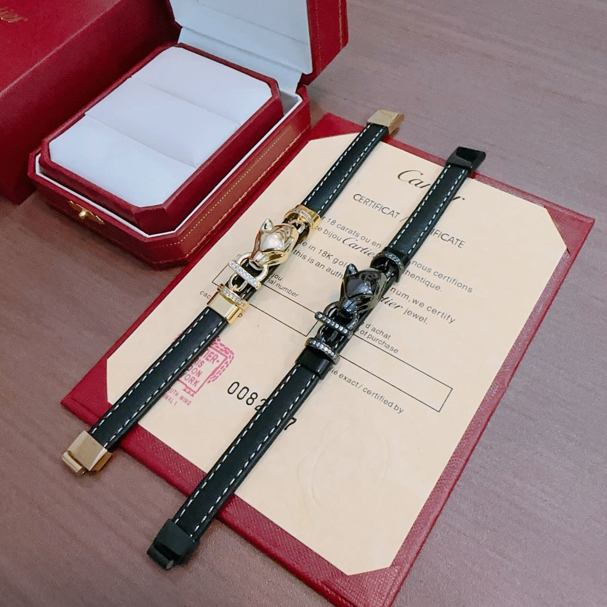 Cartier Style 265 gold-tone leather strap bracelet view 9
