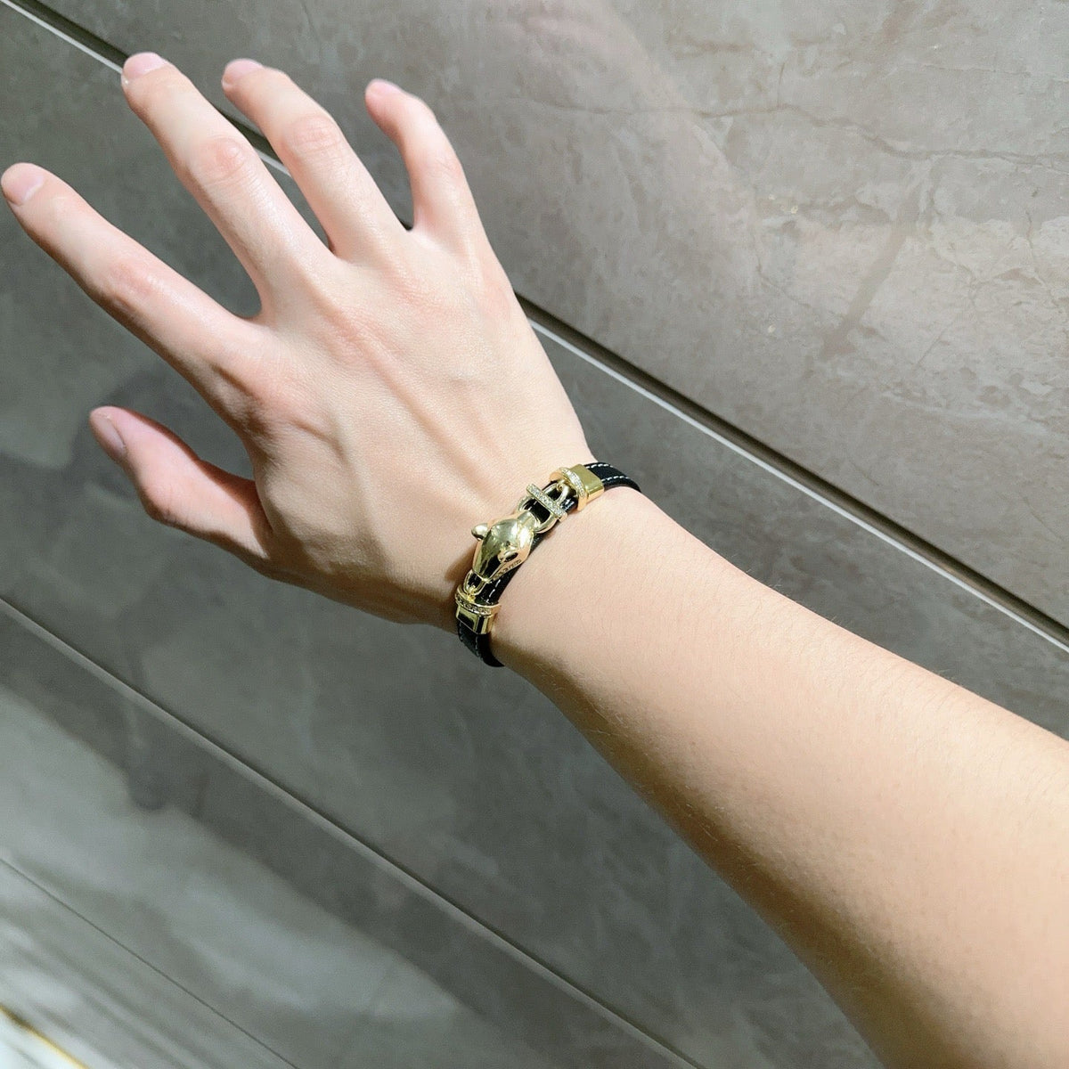 Cartier Style 265 gold-tone leather strap bracelet view 7