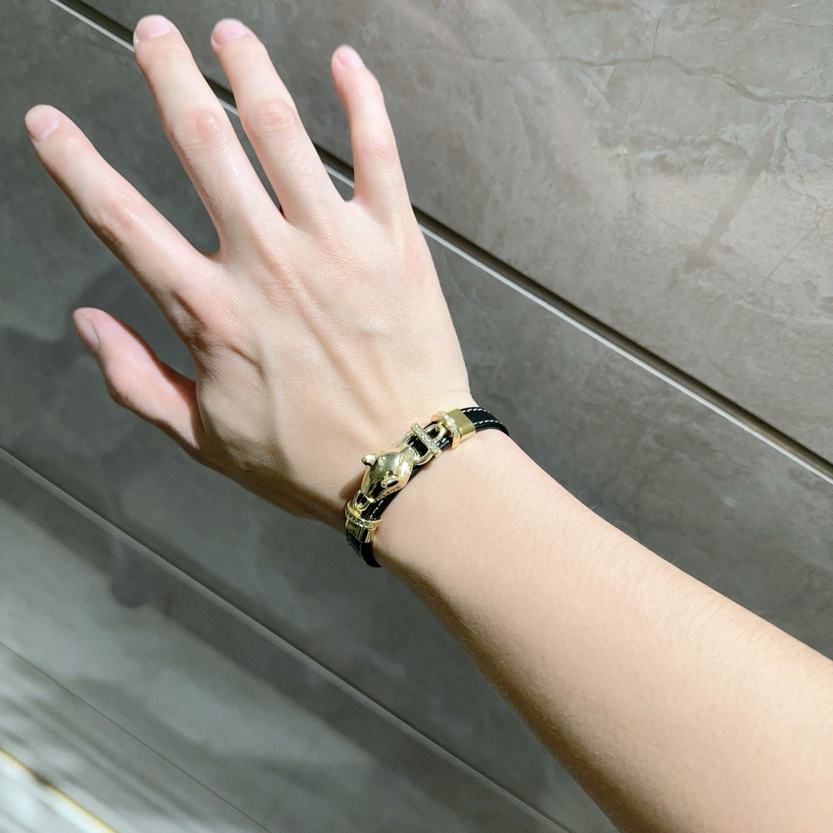 Cartier Style 265 gold-tone leather strap bracelet view 5