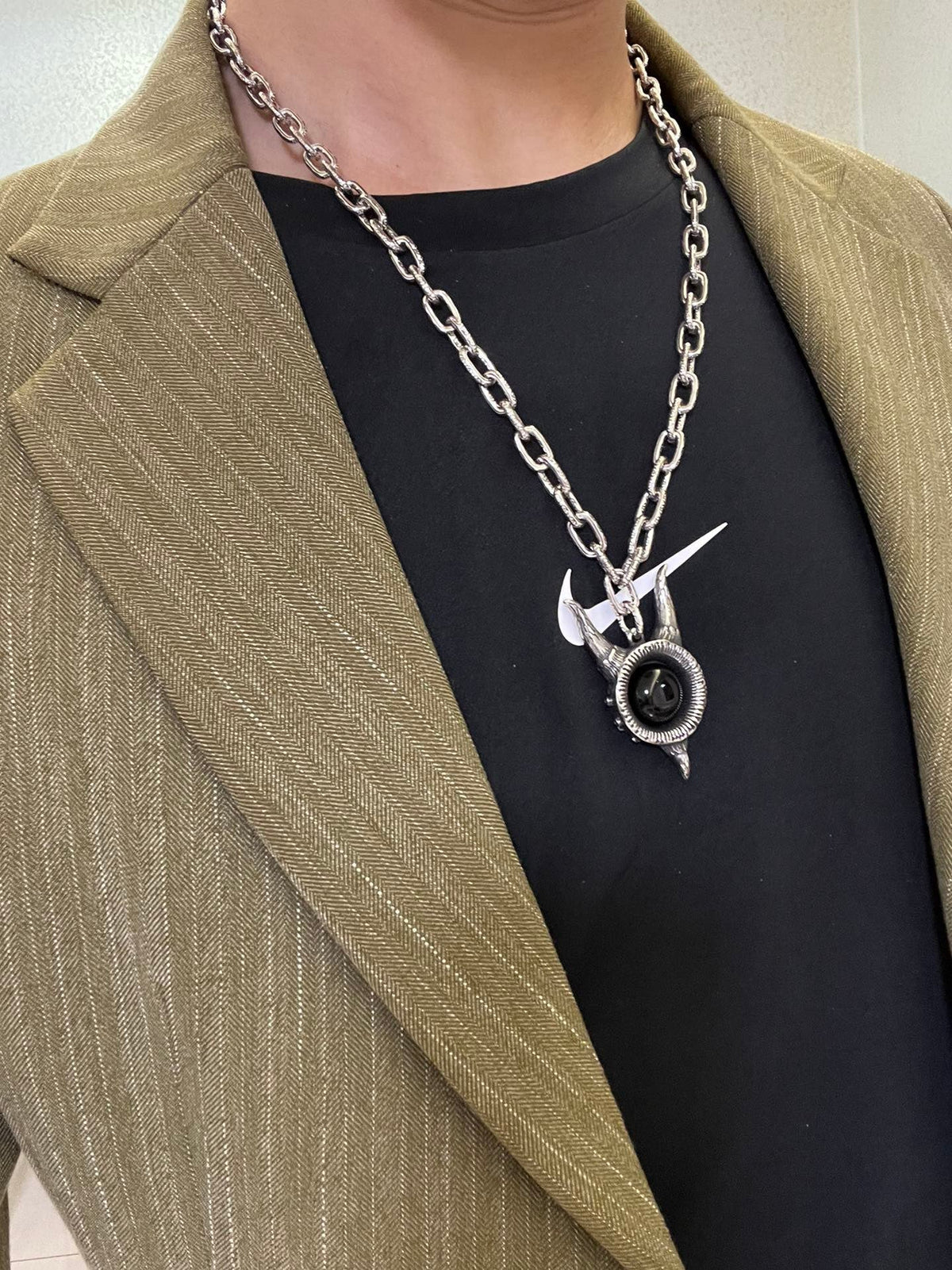 Gucci Anger Forest Chain Distressed Vintage Silver-Tone Necklace – Style 56 - image 9