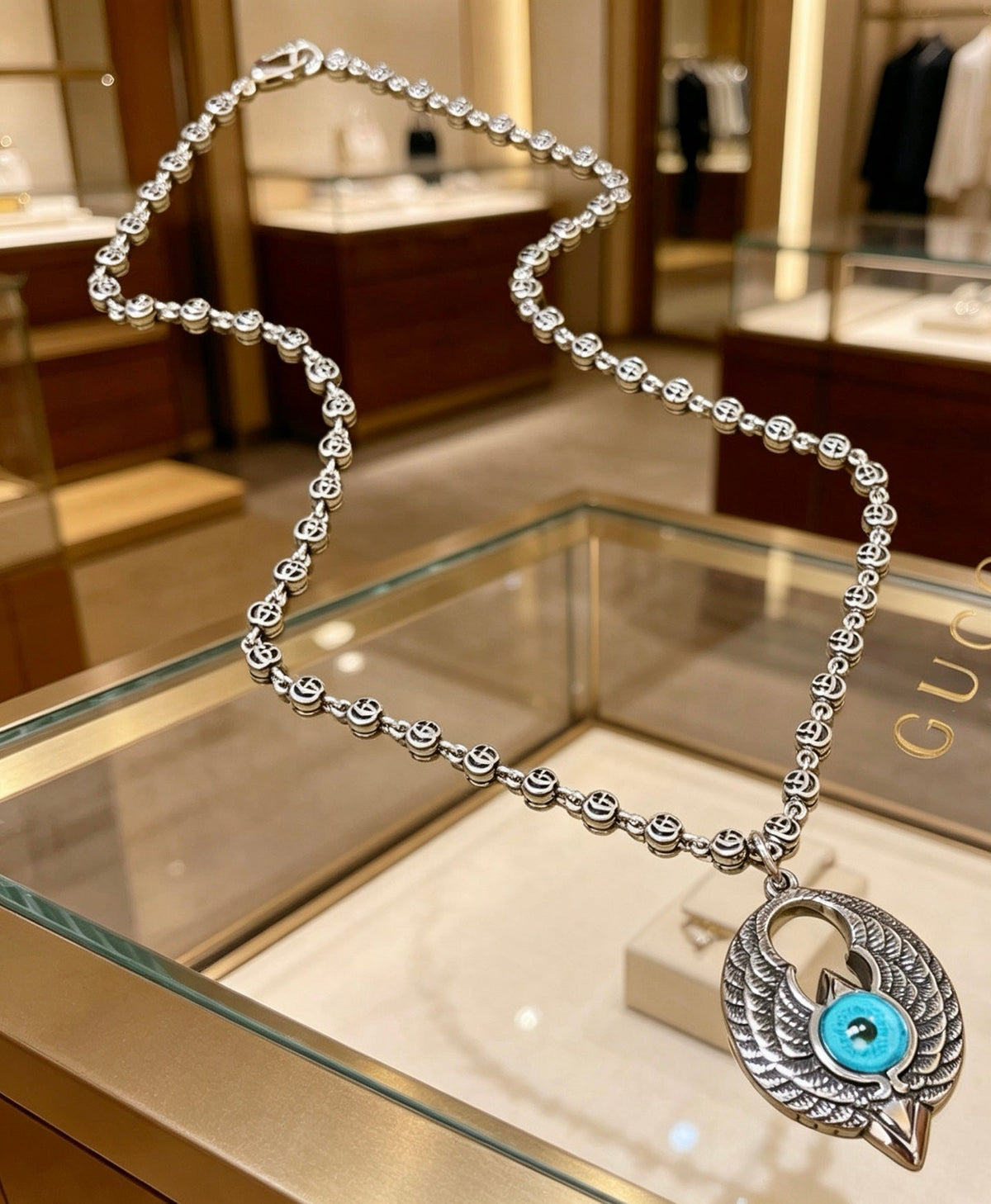 Gucci Anger Forest Chain Distressed Vintage Silver-Tone Necklace – Style 55 - image 4