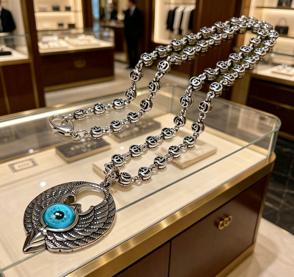 Gucci Anger Forest Chain Distressed Vintage Silver-Tone Necklace – Style 55 - image 2