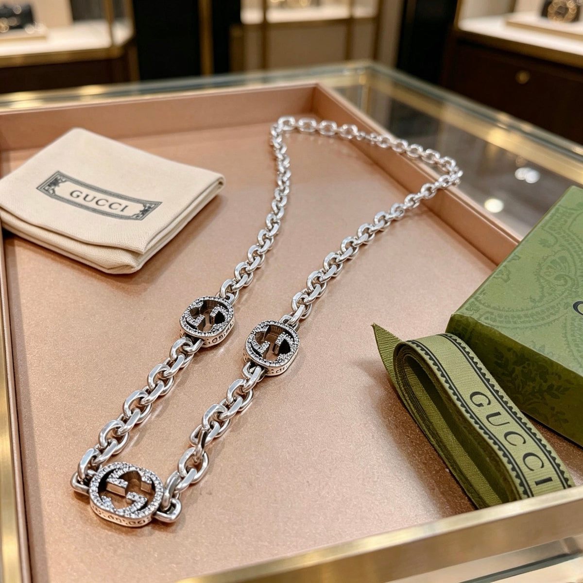 Gucci Anger Forest Pavé Crystal Chain Distressed Necklace - image 8