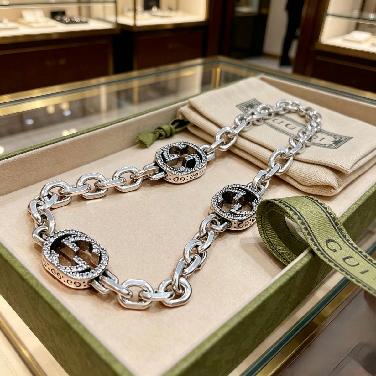 Gucci Anger Forest Pavé Crystal Chain Distressed Necklace - image 6