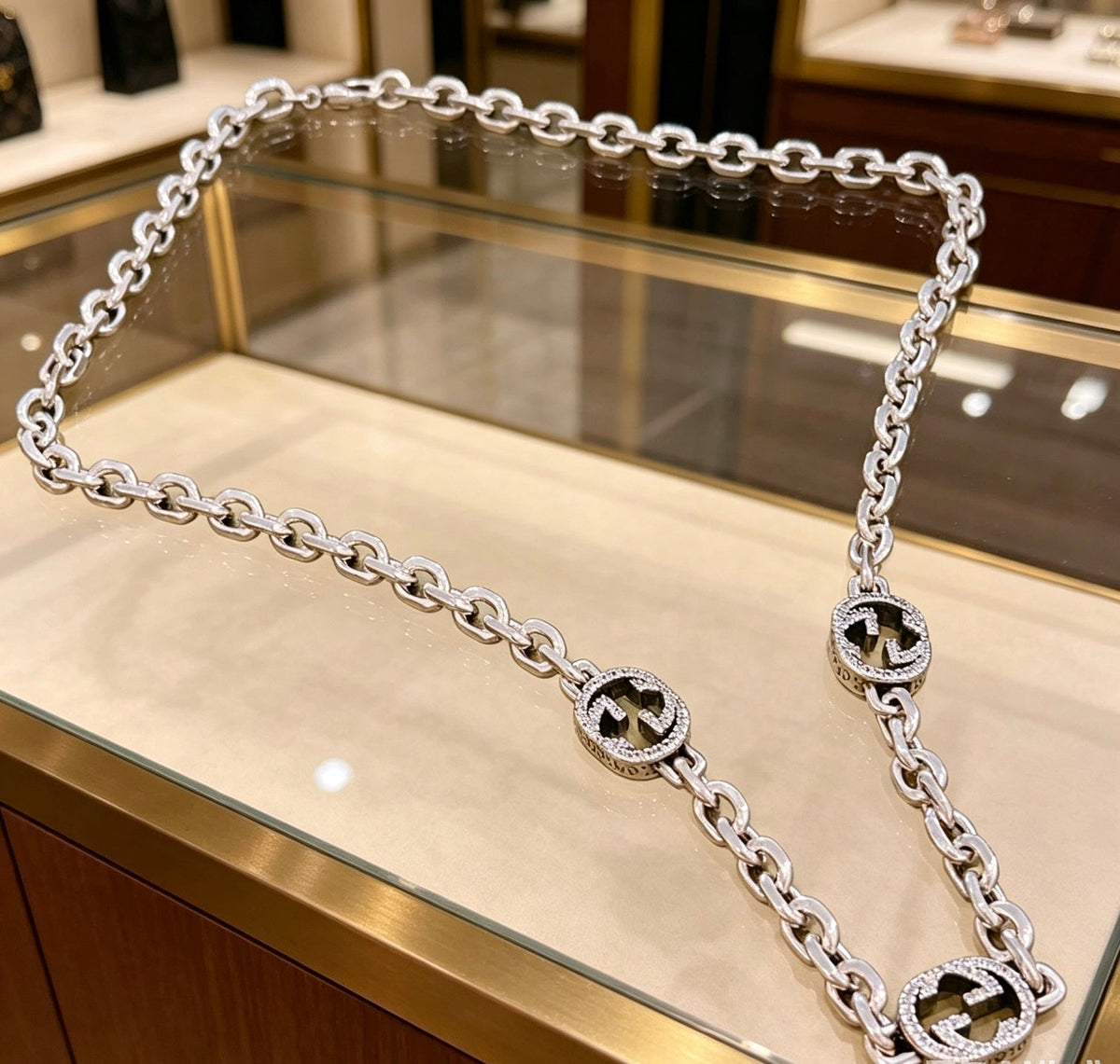 Gucci Anger Forest Pavé Crystal Chain Distressed Necklace - image 4