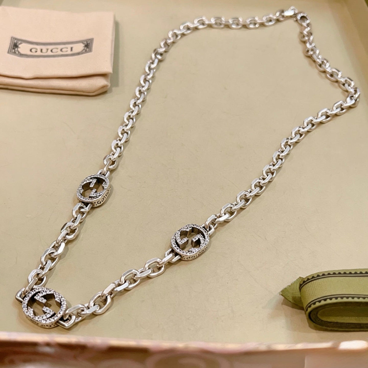 Gucci Anger Forest Pavé Crystal Chain Distressed Necklace - image 9