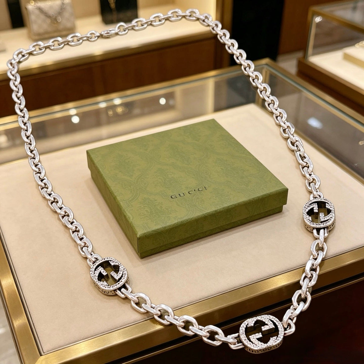 Gucci Anger Forest Pavé Crystal Chain Distressed Necklace - image 7