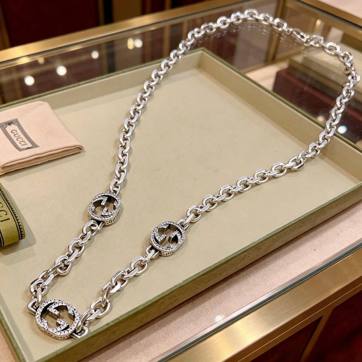 Gucci Anger Forest Pavé Crystal Chain Distressed Necklace - image 5